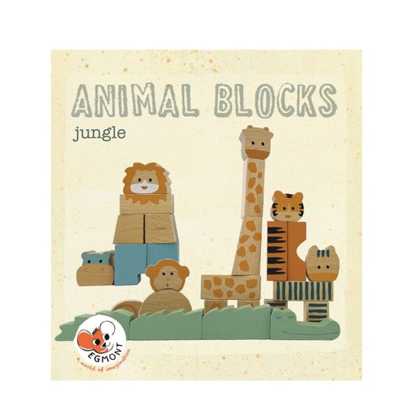 Animalele junglei din cuburi de lemn natur Egmont toys -