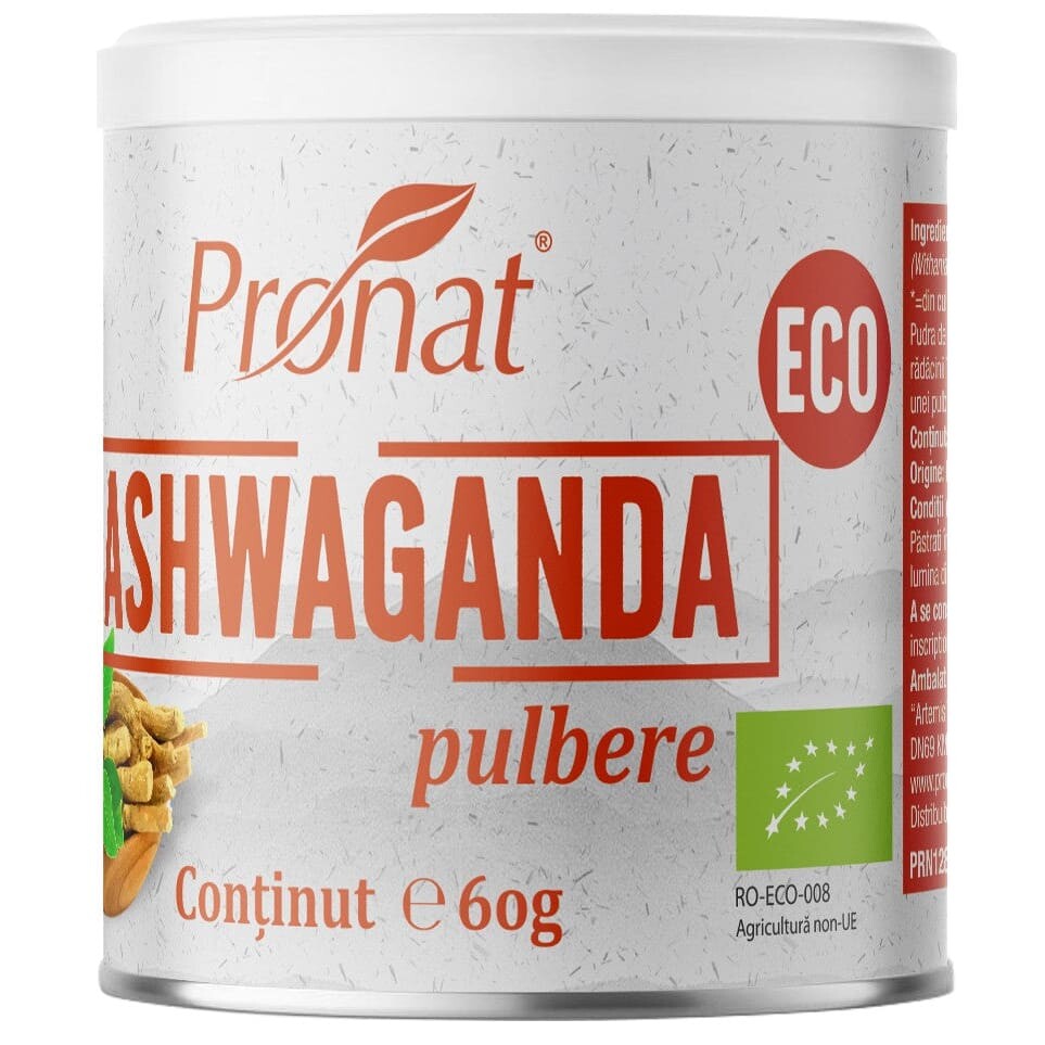 Ashwaganda bio pulbere 60g Pronat - Pronat Can Pack