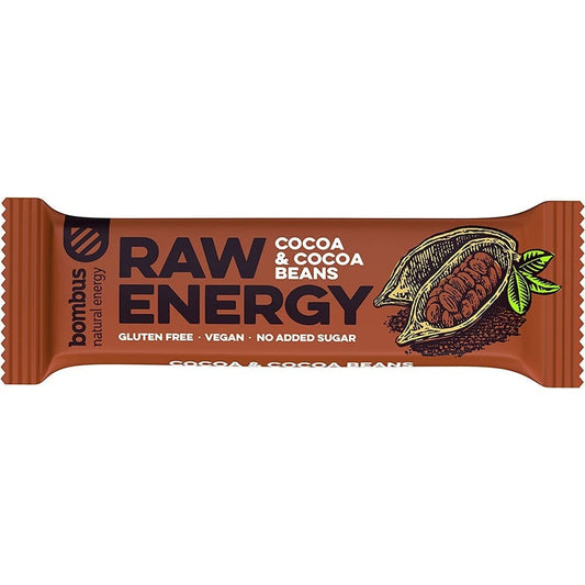 Baton energizant raw energy cu cacao si boabe de cacao 50 g