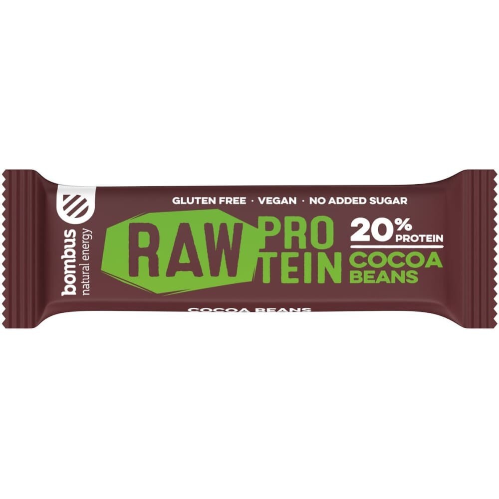 BATON PROTEIC CU BOABE DE CACAO 20% PROTEINE 50G BOMBUS