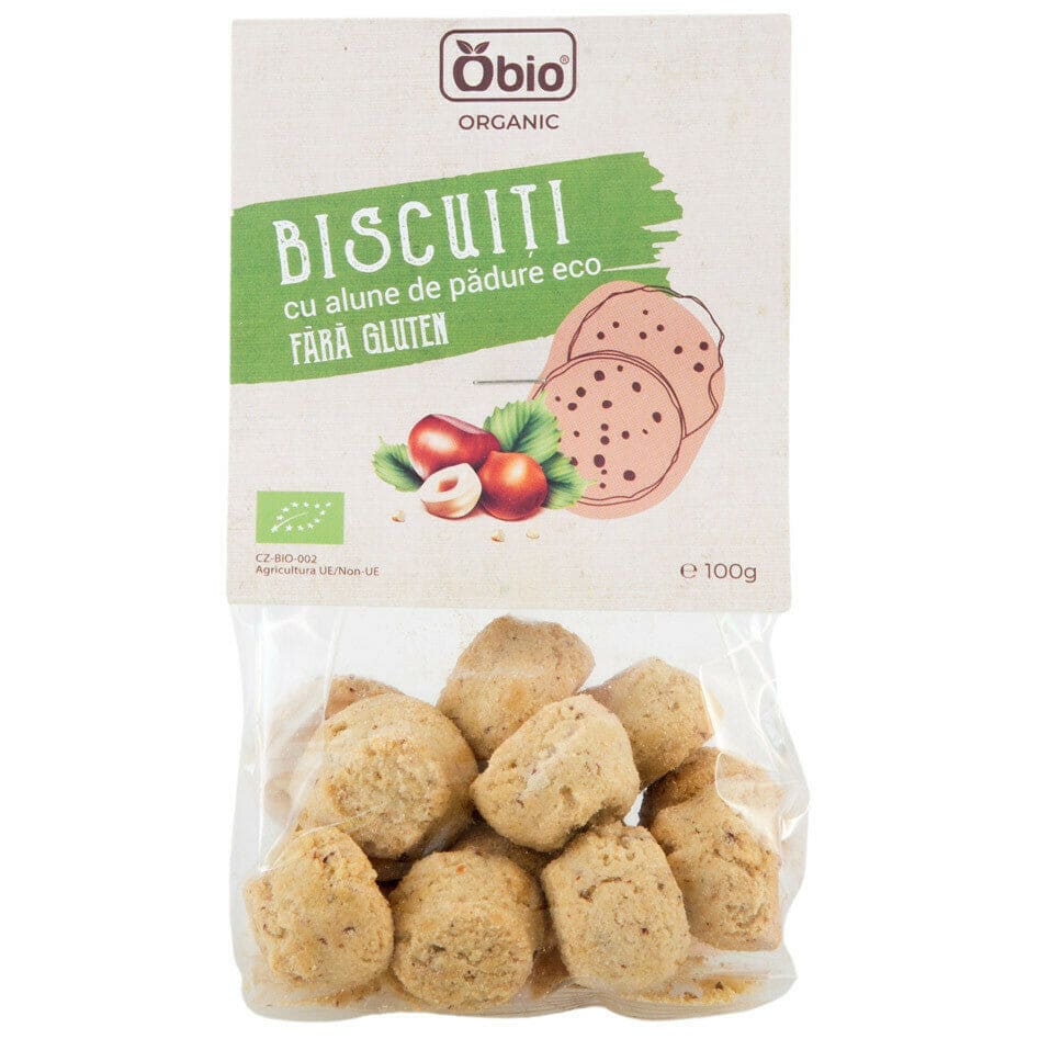 Biscuiti cu alune de padure fara gluten bio 100g Obio - Obio