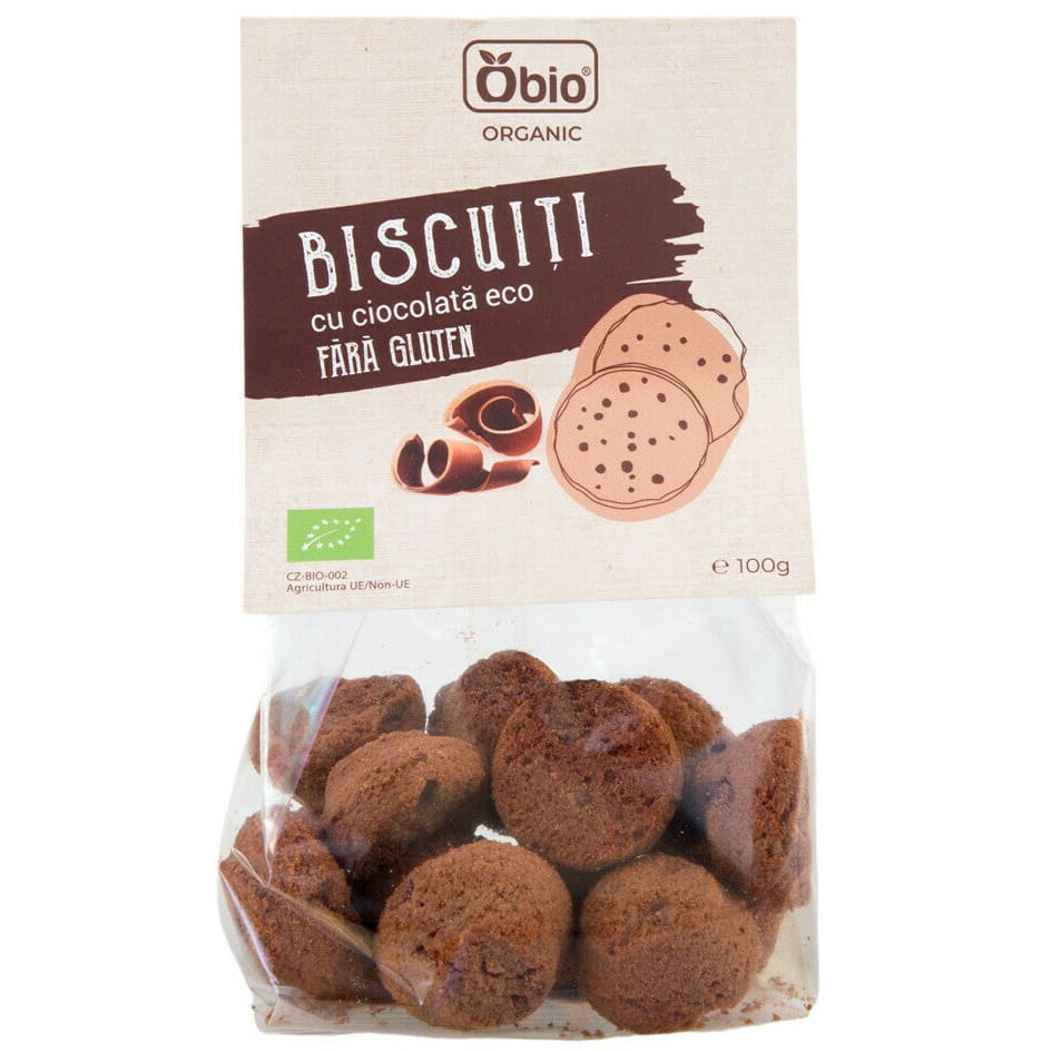 Biscuiti cu ciocolata fara gluten bio 100g Obio - Obio