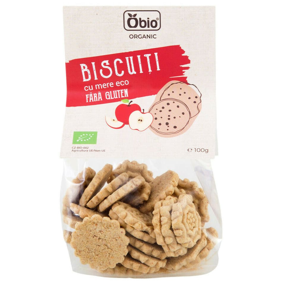 Biscuiti cu mere fara gluten bio 100g Obio - Obio