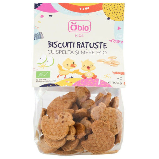 Biscuiti ratuste cu spelta si mere bio 100g Obio - Obio