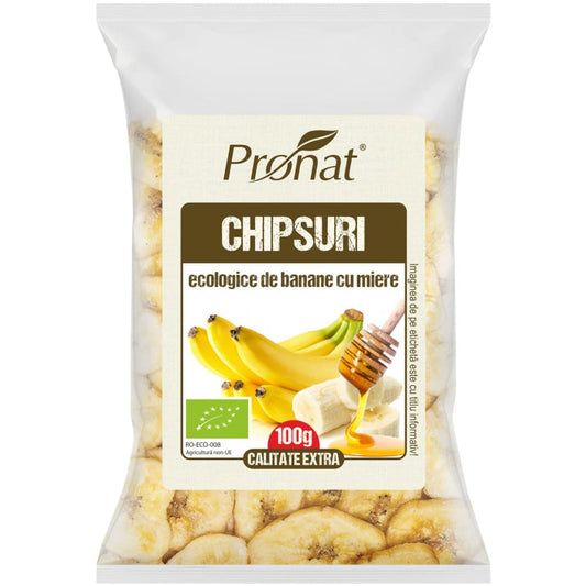 Chipsuri Bio de banane cu miere 100g - Pronat Foil Pack -