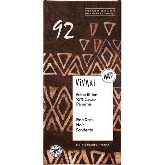 Ciocolata amaruie 92% cacao si zahar de cocos vegana 80g -