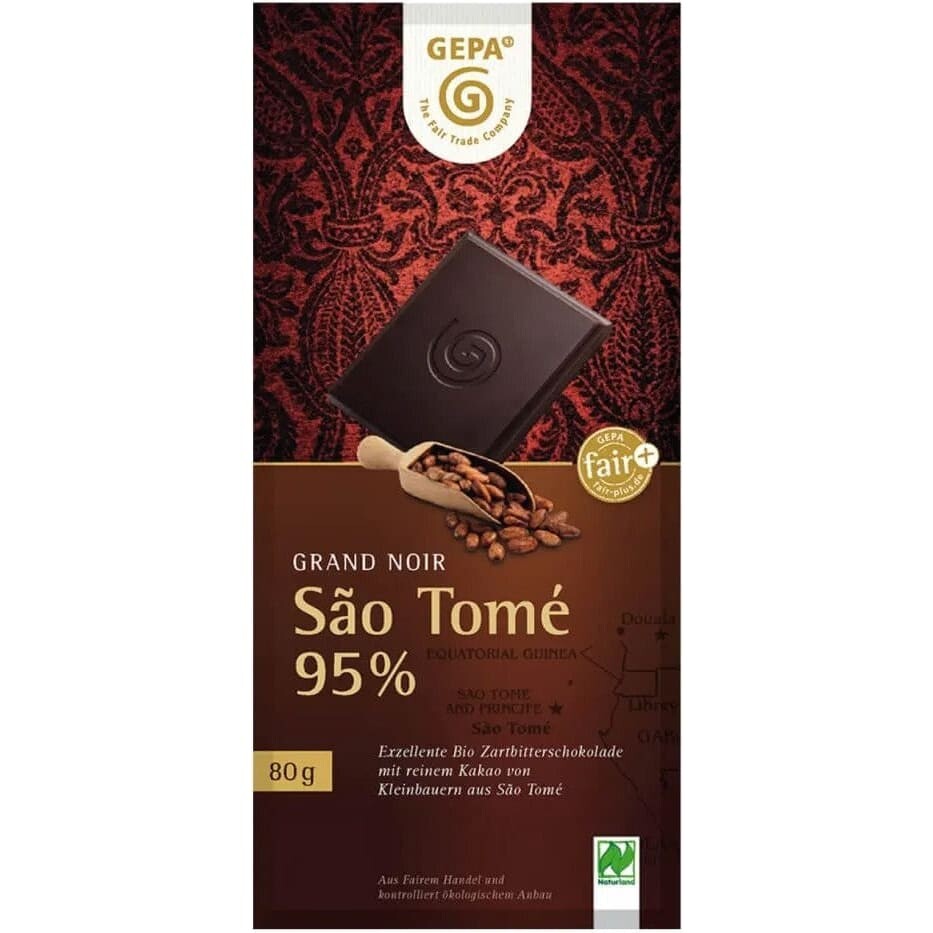 Ciocolata amaruie Bio cu 95% cacao São Tomé 80 gr Gepa