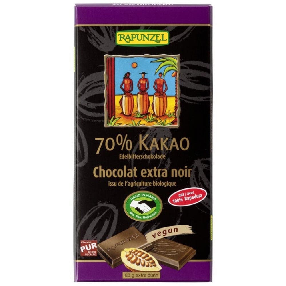 Ciocolata bio amaruie 70% cacao HIH 80g - Rapunzel -