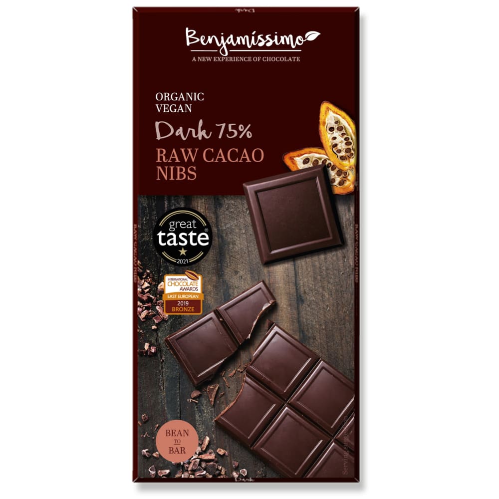 Ciocolata cu cacao nibs bio 70g Benjamissimo - Benjamissimo