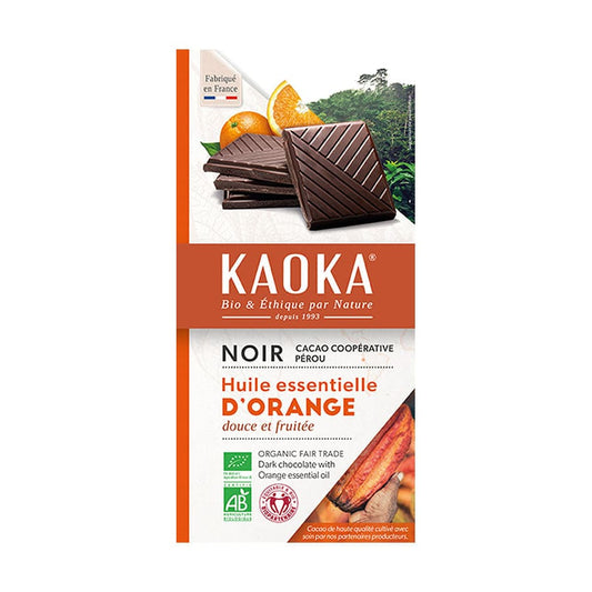 Ciocolata neagra 55% cacao cu portocale 100g - Kaoka -
