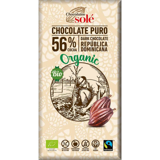 Ciocolata neagra BIO 56% cacao 100 g Chocolates Sole -