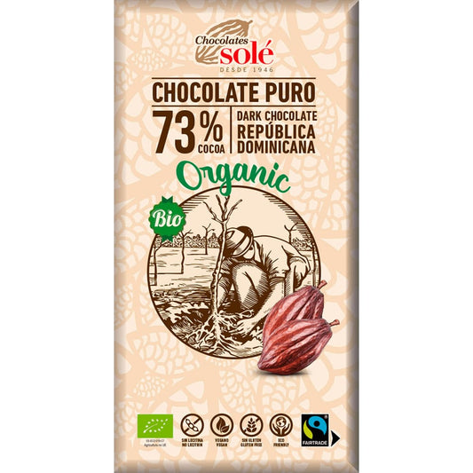Ciocolata neagra BIO 73% cacao 100 gr Chocolates Sole -