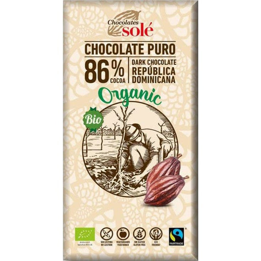 Ciocolata neagra BIO 86% cacao 100gr Chocolates Sole -
