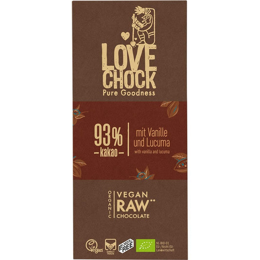 Ciocolata RAW VEGANA BIO 93% cacao eco 70g - Lovechock -