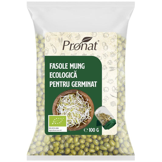 Fasole mung bio pentru germinat 100 g - Pronat Foil Pack