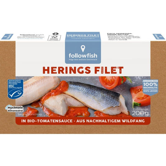 File de hering in sos te tomate bio 200g - Followfish -