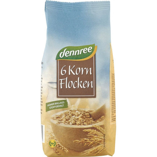 Fulgi bio din 6 cereale 500g - Dennree - Cereale musli si