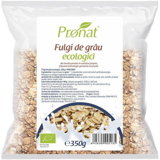 Fulgi de grau BIO 350 g - Pronat Foil Pack - Cereale musli