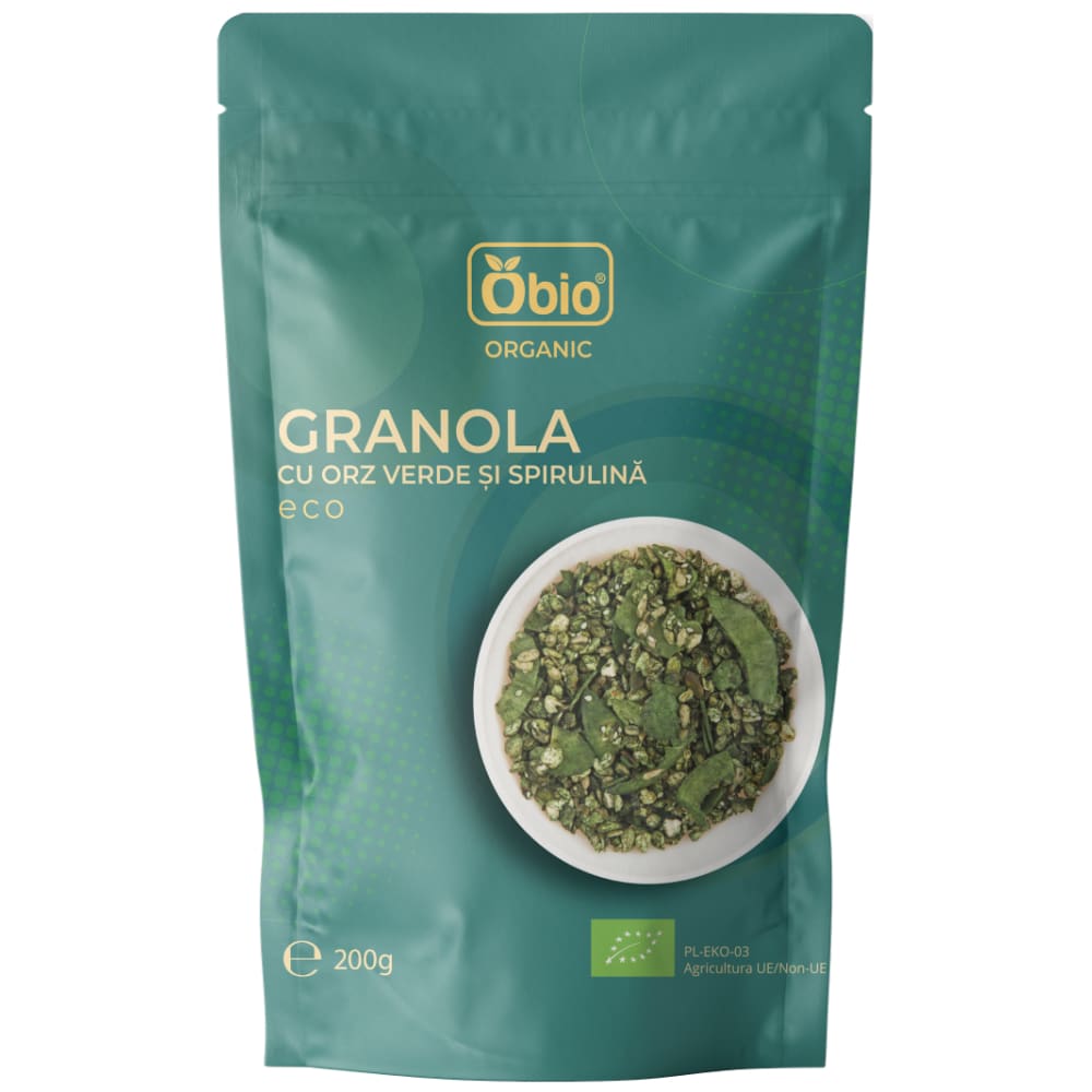 Granola cu orz verde si spirulina bio 200g Obio - Obio -