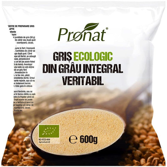 Gris Bio din grau integral veritabil 600g - Pronat Box