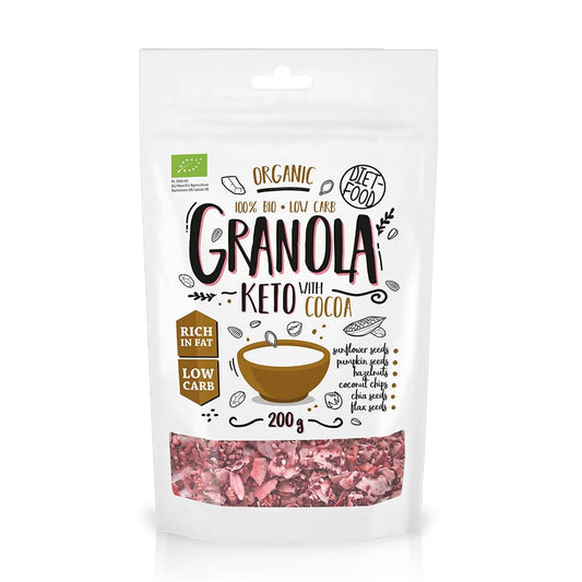 Keto Granola bio cu cacao 200g - Diet-Food - Cereale musli