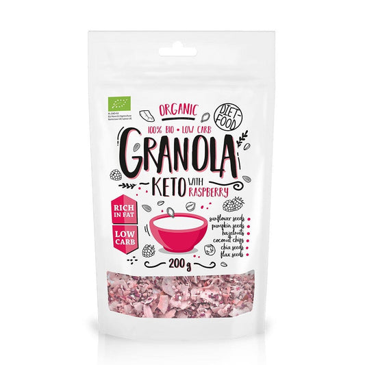 Keto Granola bio cu zmeura 200g - Diet-Food - Cereale musli
