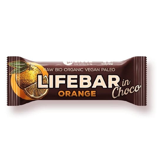 Lifebar baton cu portocale in ciocolata raw bio 40g -