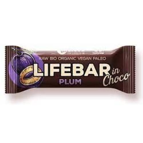Lifebar baton cu prune in ciocolata raw bio 40g - Lifebar -