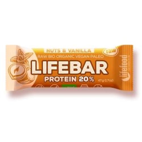 Lifebar baton proteic cu nuci si vanilie raw bio 47g -