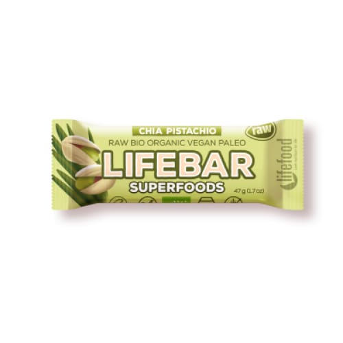 Lifebar plus baton cu chia orz verde si fistic raw eco 47g -
