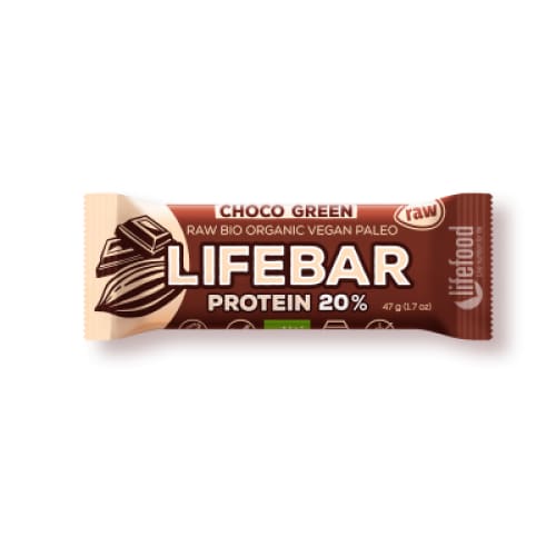 Lifebar plus baton cu ciocolata si proteine raw eco 47g -