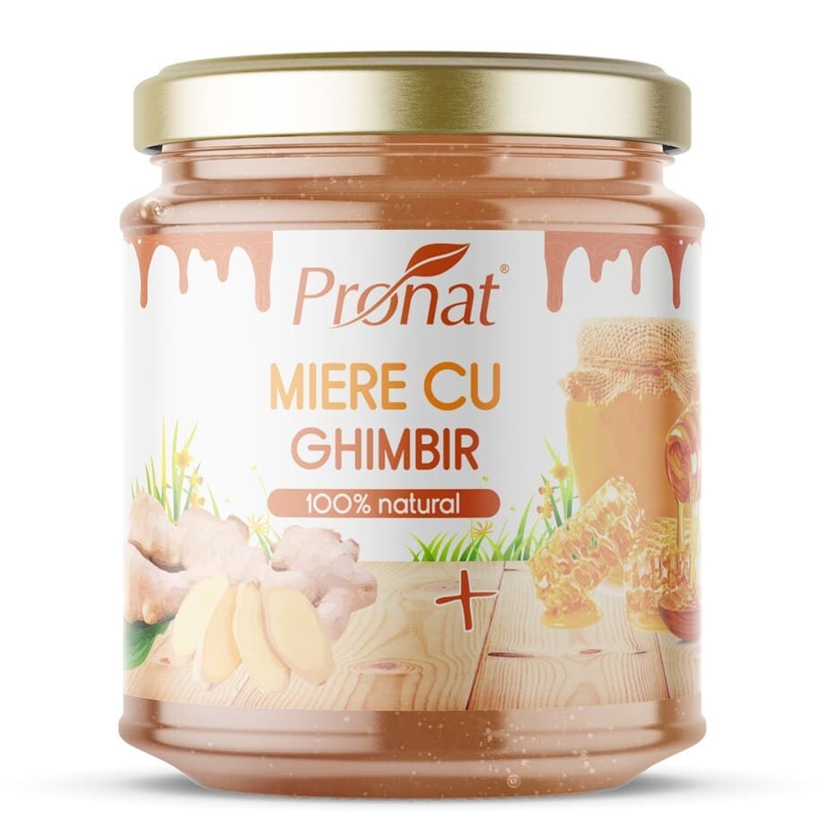 Miere cu ghimbir 220 g - Pronat Glass Pack - Produse apicole