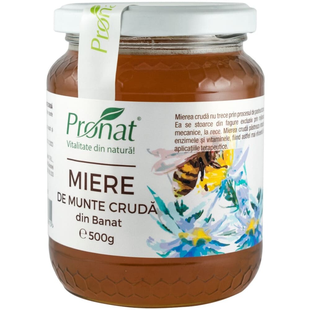 Miere de munte cruda 500 g - Pronat Glass Pack - Produse