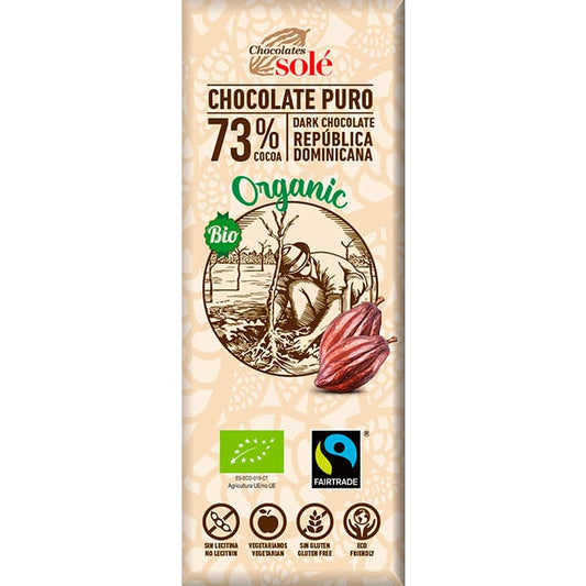 Mini tableta ciocolata neagra BIO 73% cacao 25 g Chocolates