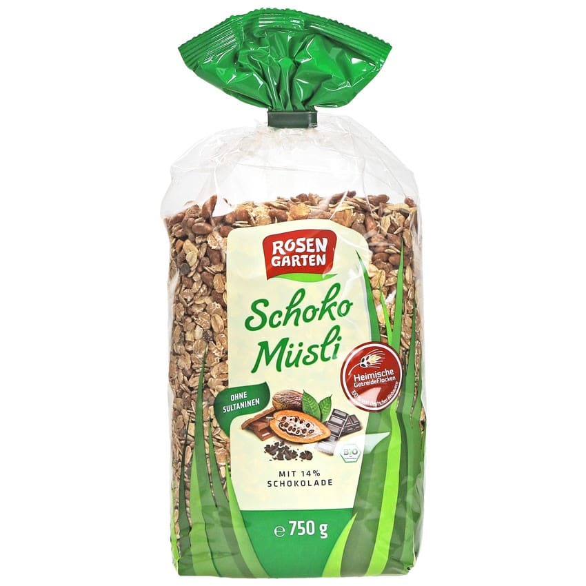 Musli bio cu ciocolata 750 g ROSEN GARTEN - Rosen Garten