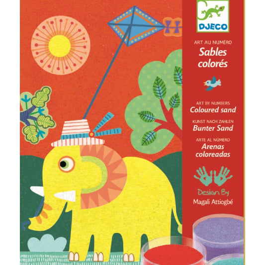 Nisip colorat Animale pentru copii - Djeco - Materiale