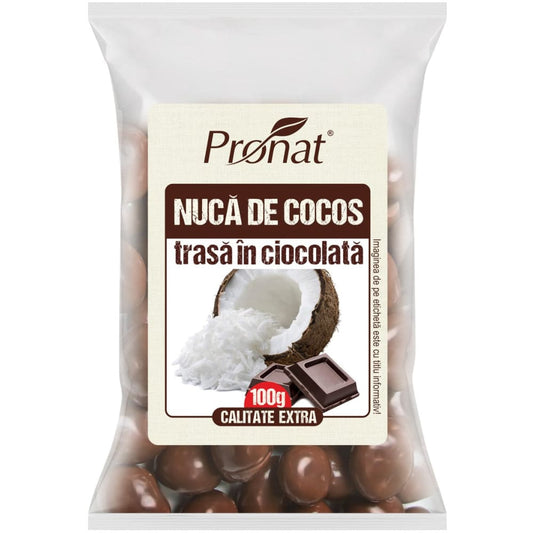 Nuca de cocos trasa in ciocolata 100g - Pronat Foil Pack -
