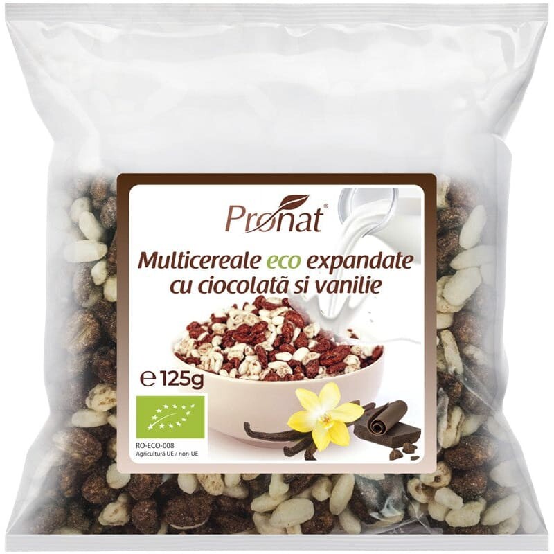 PUFARINE BIO DIN MULTICEREALE CU CIOCOLATA SI VANILIE 125G