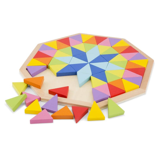 Puzzle Octogon - Set din lemn cu 72 de piese triunghiulare -