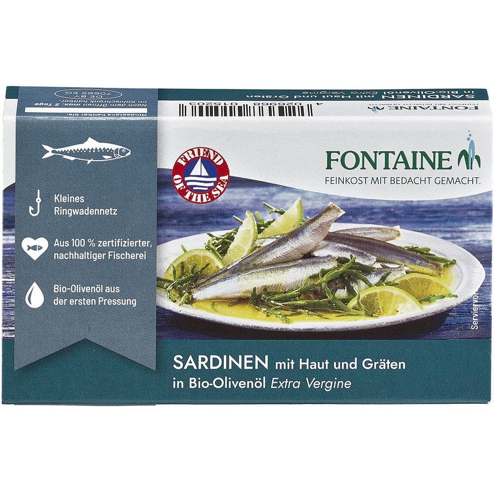 Sardine in ulei bio de masline 120g - Fontaine -