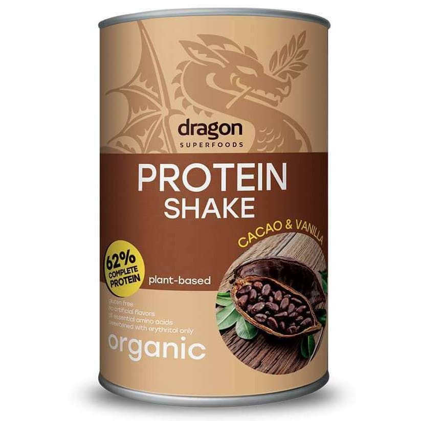 Shake proteic cacao si vanilie bio 500g Dragon Superfoods -