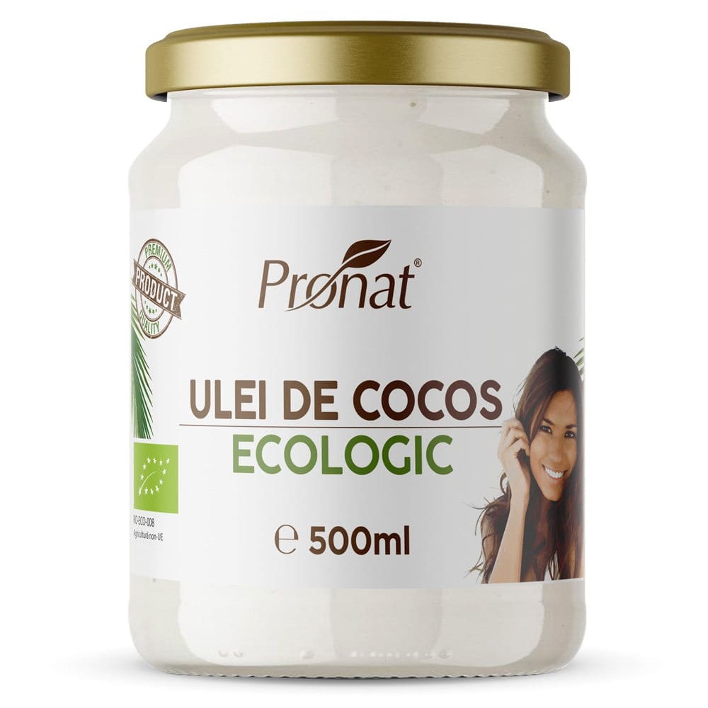 Ulei de cocos RBD Bio 500 ml - Pronat Glass Pack - Ulei si