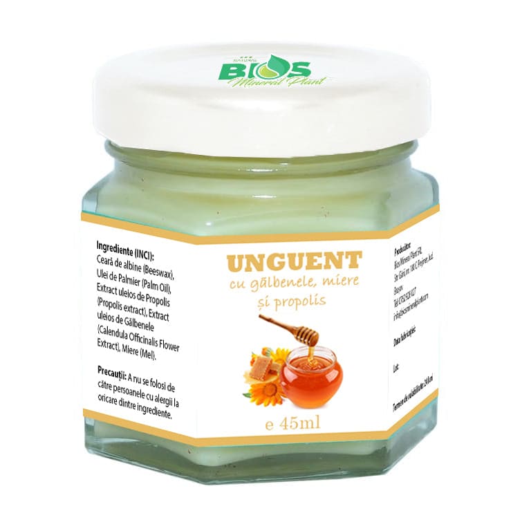 Unguent cu galbenele miere si propolis 45ml Bios Mineral