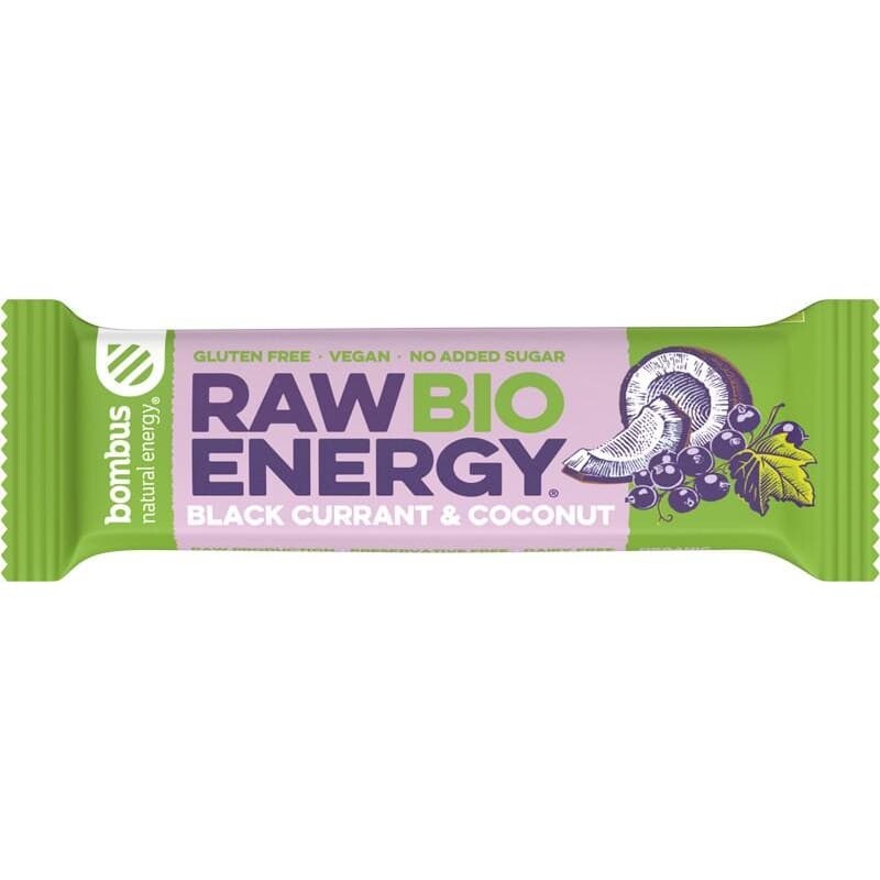 Baton energizant bio Raw Energy cu coacaze negre si nuca de