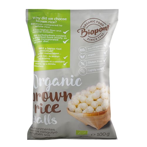 Bilute de orez brun extrudat usor sarat fara gluten Biopont 