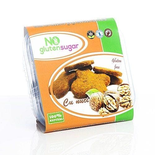 Biscuiti vegani fara gluten cu nuci No Gluten Sugar 150gr - 