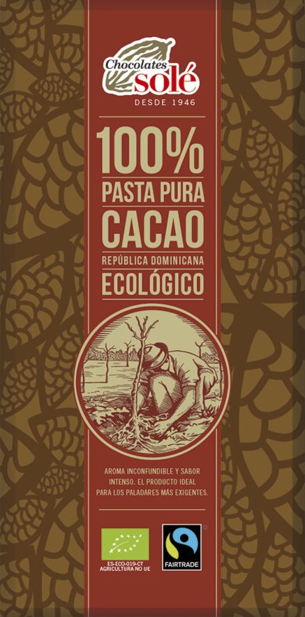 Ciocolata neagra BIO 100% cacao 100g Chocolates Sole -