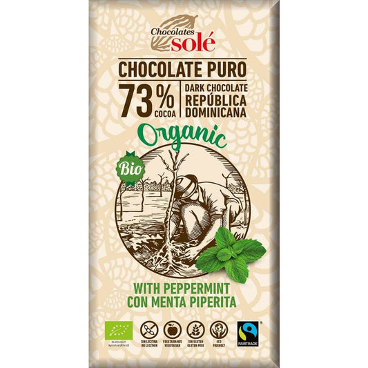 Ciocolata neagra cu menta BIO si Fairtrade 73% cacao 100g